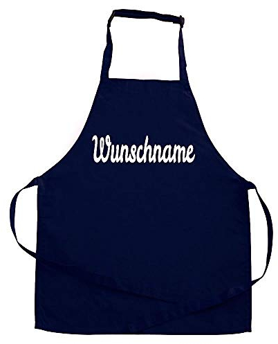 Elefantasie Personalisierte Kinderschürze mit Name, Kochschürze für Backen, Kochen, Malen, Geschenkidee für Kinder 7-10 Jahre dunkelblau