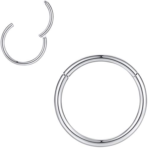 1,2mm 10mm Reifen Nasenringe für Männer und Frauen Nasenring Reifen Silber Septum Clicker Scharnierring 316L Chirurgenstahl Silber Körper Piercing Ohrringe für Knorpel Helix Ohrkolben Daith Rook