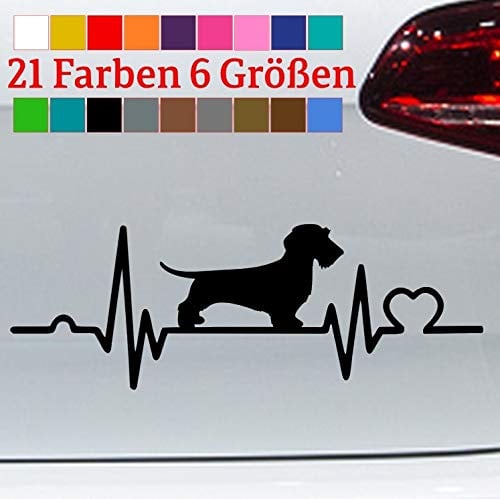 generisch Herzschlag Dackel Aufkleber Dachshund Rauhhaar Weiner Jagd Rasse Fußhupe JDM Fun in 6 Größen und 21 Farben