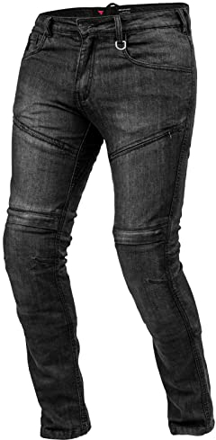 SHIMA GRAVEL Motorradjeans Herren - Belüftete Skinny Fit Biker Motorradhose Männer mit Kevlar-Verstärkungen, Knie und Hüft Protektoren (Schwarz, 38)