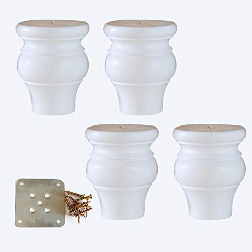 Jolan 4 Pieds De Meuble en Bois,Chêne Foncé,Style Européen,Soutenir Jambes Sofa,Pieds De Table Texture Naturelle,Lit/Bureau/Table Basse,Stable/Sûr,Rejette Substances Nocives.,Blanc,10cm