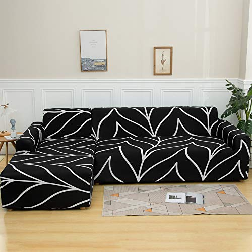 NIBESSER Sofabezug L-Form Stretch Sofahusse Ecksofa Elastisch Antirutsch Sofa überwurf Eckcouch Sofaüberwurf Elastischer Sesselbezug Möbel Sofa Loveseat Cover Protector(Linie B,3 Sitzer+4 Sitzer)