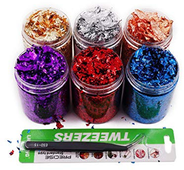 ZJL220 Kit di Lamina Metallica a 6 Colori Fiocchi di Resina Foglia d'oro Doratura Resina epossidica Pittura con Glitter Arti Riempimenti in Resina Creazione di Gioielli