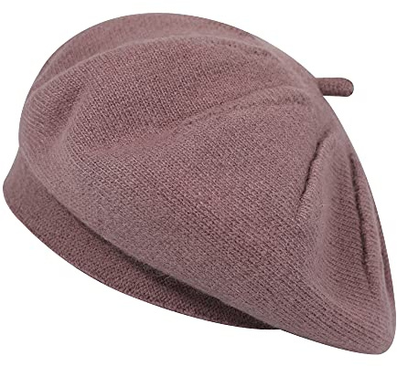 ZLYC Französische Baskenmütze, wendbar, einfarbig, Kaschmir, warme Mütze für Damen und Mädchen