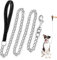 Dacitiery Metal Dog Chain Leash - Chew Proof 4FT/1.2M Heavy Duty Anti-Bite Lead With Nylon Soft Padded Handle for Small Medium Large Dogs (3MM)