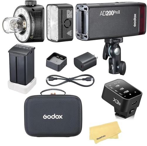 Godox AD200 Pro II Pocket Flash with X3S Flash Trigger for Sony Cameras | 2.4G TTL HSS 1/8000 Seconds,500 Full Power Flashes,0.01-1.8s Recycle Time,Bi-Color Modeling Lamp(Godox AD200ProII+X3S)