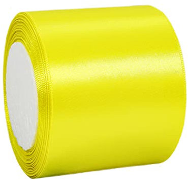 22m Satinband Geschenkband Zitronen Gelb 75mm Breit,Auto Seidenband Dick Schleifenband Satin Dekoband Geschenkverpackung Deko Band Stoffband für Halloween Weihnachten Hochzeit Taufe Geburtstag DIY