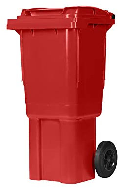 Bauer Mülltonne mit 2 Rädern und Deckel, Müllgroßbehälter, Abfalltonne, Mülleimer, Volumen: 60 Liter, Farbe: Rot, Größe: 935 x 445 x 522 mm