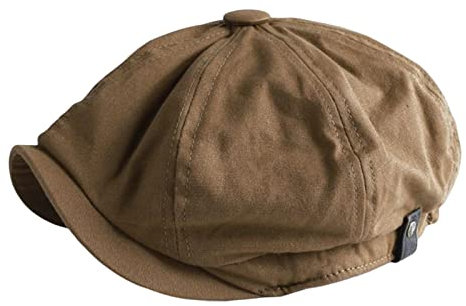 Perfeclan Retro britischer Stil Herren Ballonmütze, Barettmützen, weicher 8-teiliger, lässiger, atmungsaktiver achteckiger Hut für den Urlaub, Herbst, Frühling, braun l