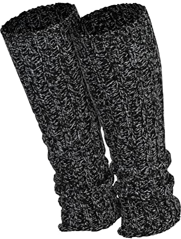 Piarini 1 Paar Grobstrick Stulpen Damen Bein - warme Winter Beinstulpen - One-Size Wolle Multicolour schwarz