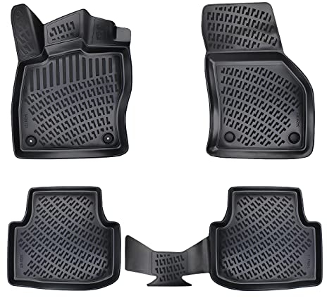 fussmattenprofi.com 3D Gummimatten Set für Seat Leon MK4 Schaltgetriebe Baujahr ab 2020 | Extra Hoher 5cm Rand Allwetter Auto Fussmatten I TPE Geruchlos rutschfest Fußmatten Zubehör