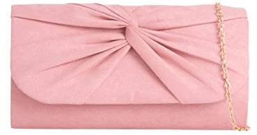 A2ZUKFASHION Pochette plissée en daim pour femme - Pour mariage, fête, bal de fin d'année, soirée, rose poudré