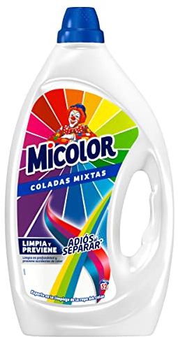 Micolor Gel Adiós Al Separar (52 lavados), detergente líquido para lavadora con tecnología antitransferencia de colores, jabón para ropa de color