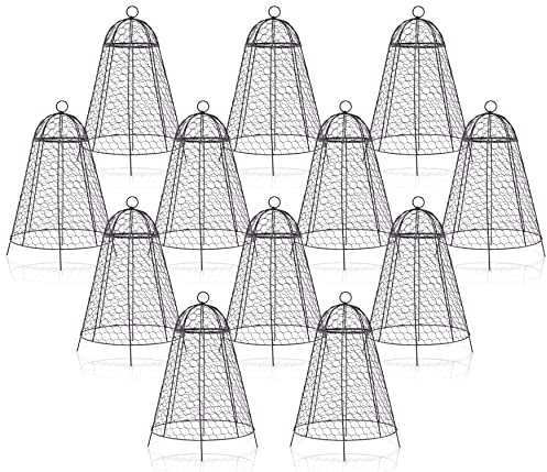 Gartenglocken für Pflanzen, Set mit 12 Hühnerdraht-Glocken für Pflanzen, rostfreie und feinmaschige Pflanzenkäfige zum Schutz vor Hirschen und anderen Tieren im Gemüsegarten, 50,8 cm H x 30,5 cm D,