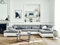 Lisa Design Vermont - wohnlandschaft rechts - 7-Sitzer - Schlaffunktion - aus Kunstleder und Stoff Grau/Weiss