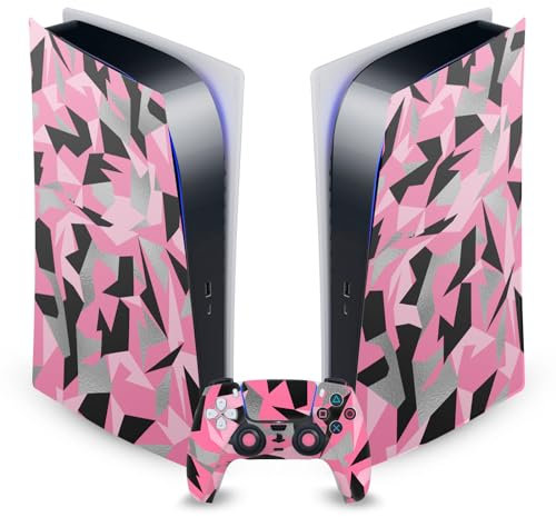 Head Case Designs Pink Camo Camouflage Vinyl Faceplate Sticker Gaming Skin Decal Cover Compatible With Sony PlayStation 5 PS5 Digital Edition Console and DualSense Controller