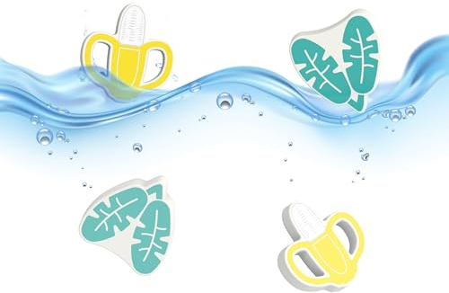 Matchstick Monkey Badezeit Badewannenspielzeug sinkendes & schwimmendes Badespielzeug - 2X Banane, 2X Blatt - sensorisches Lernen - ab 12 Monaten