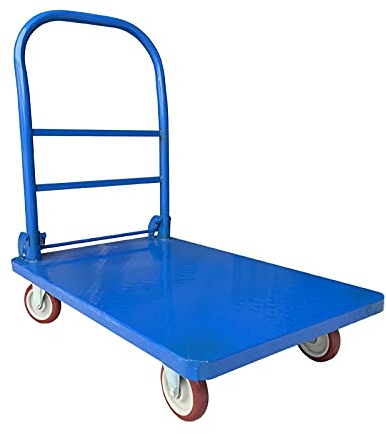 Transportwagen Stahlplattenwagen, 4-Rad-Pritschenwagen mit klappbarem Griff, hohe Tragfähigkeit for Lager, Bauernhaus, zusammenklappbarer Palettenwagen Plattformwagen (Size : 880lb(90 * 60))