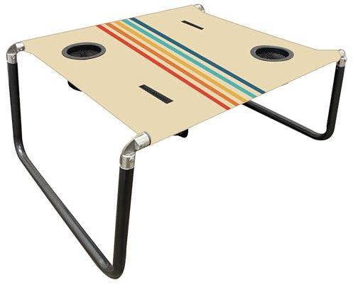 Neso Portable Beach Table with Cup Holders, Cell Phone Pockets, Lightweight for Picnics and Parks (Rainbow)