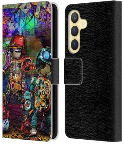 Head Case Designs Offizielle Jumbie Art Boombox Roboter Visionär Leder-Wallet-Hülle Kompatibel mit Samsung Galaxy S24 5G