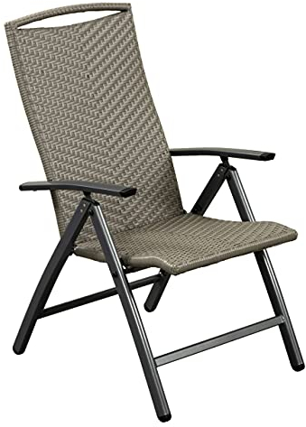 Inko Klappsessel York Aluminium Graphit/Geflecht grau 5-Fach verstellbar Hochlehner 74x61x108 cm