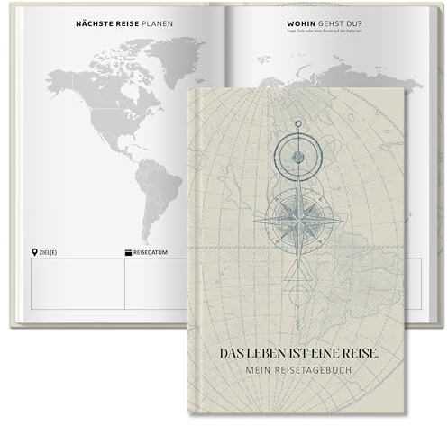 BIROYAL Reisetagebuch – Reisetagebuch zum Ausfüllen für 6 Reisen – 156 Seiten A5 Travel Journal für Erinnerungen zum Schreiben – Tagebuch für mehrere Reisen - Reisegeschenk für Weltreisende