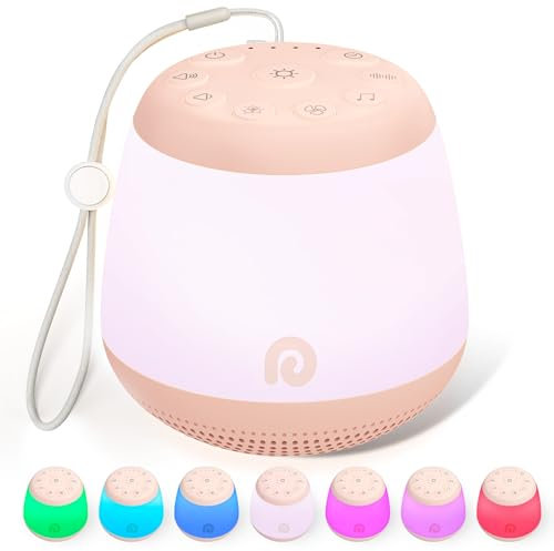Dreamegg Máquina de Ruido Blanco -D16 Max Portátil Ruido Blanco Bebe con 24 Sonidos, USB-C Recargable Maquina Ruido Blanco con 8 Luces Nocturnas, Sonido Blanco Musica para Dormir Bebe, Regalos Bebe