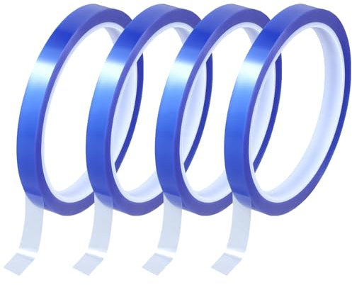 QWORK® 4 Rollen Wärmeband für Sublimation, 10mm x 33m, Klebeband Hitzebeständiges Temperaturbeständigkeit bis 230 °C, für Elektronik, Leiterplatte, Thermotransfer (Blau)