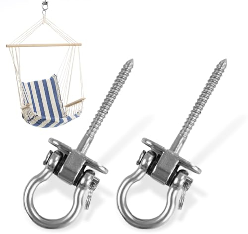 mizikuu 2 Piezas Ganchos de Techo, Colgador de Acero Inoxidable Resistente Ganchos para hamacas Capacidad de 500 kg Ganchos de Columpio para Columpio, Yoga, Hamacas, Sacos de Boxeo, Sillón Colgante