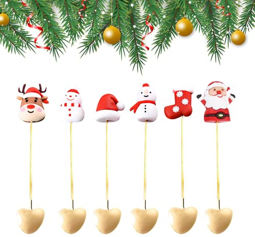 6 Stück Weihnachtslöffel Set,Weihnachtslöffel Edelstahl Weihnachts Kaffee Löffel Edelstahllöffel Weihnachtsrührlöffel,Weihnachts Edelstahlkaffeelöffel für Weihnachts Partygeschenke (Golden)