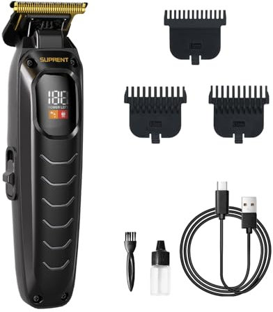 SUPRENT Haarschneidemaschine Herren- Kabellos Hair Trimmer Detailer Haarschneider 0mm, Barttrimmer Bartschneider mit LED-Anzeige zur Detaillierung und Konturierung des Barts