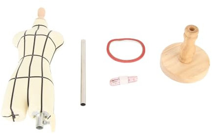 Weibliche Schneiderpuppe, höhenverstellbar bis 55.5 cm, Nähpuppe mit Holzsockel und Ständer, Nähen Mannequin Körper Kleidung Display Modell für Schneiderei und Unterricht