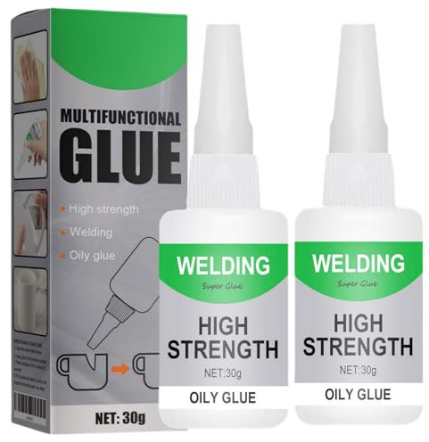 Super Glue,Oily Glue,2pcs Super Glue All Purpose,Universal Super Glue,Welding High-Strength Oily Glue,Instant Bonding Multifunctional Welding Glue,for Glass,Ceramic,Wood,DIY,Precise Repair