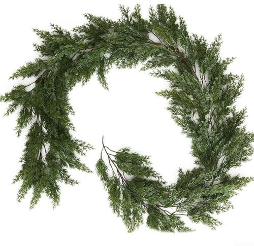 Künstliche Kiefer grüne Zypressen-Girlande, künstliche Weihnachts-Kieferngirlande, Pflanzen-Weihnachtskranz, Wohnzimmerdekoration, 190 cm