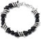 COOLSTEELANDBEYOND Herren Schwarz Perlen Armband mit Edelstahl Stacheldraht, Gotischen Punk, Schwere Biker Schmuck