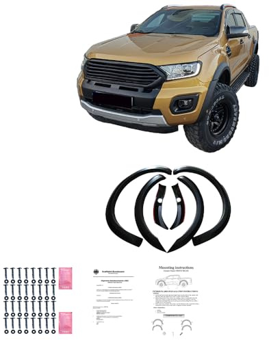 Kotflügelverbreiterungen kompatibel mit Ford Ranger T8 2019 bis 2022 mit Klebeband 6 TLG mit ABE TÜV