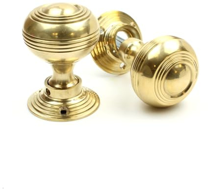 Oakcrafts - Door Knob Set Circular Rings Solid Brass 50mm