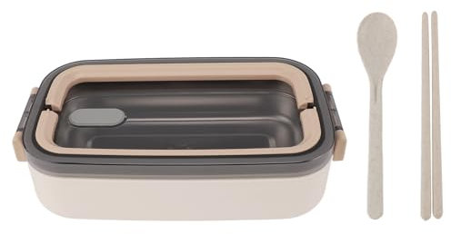 OFFAXE Lunchbox, Lunchbox mit Unterteilungsfach, Lunchbox, 700 ml Lunchbox mit 2 Fächern und Besteck, für Reisen, Schule, Arbeit, Picknick (Khaki)