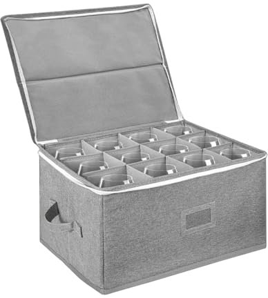 Générique Boîte de rangement pour verres à vin avec séparateurs, étuis de rangement pour verres à pied à 12 compartiments, boîte de rangement pour verres en porcelaine avec couvercle