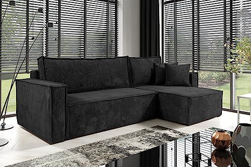 KEF-MEBLE Ecksofa Zenii – L-Form – 236x88x145 cm – Mit Schlaffunktion – Liegefläche 135x200 cm – Universell Rechtsseitig und Linksseitig - Poso 135