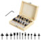 Losxuido 12 Stück Fräser für Oberfräse 6mm Schaft Oberfräse Fräser set Nutfräser Profilfräser Oberfräser Set mit Holzkoffer für Holzbearbeitung (schwarz)