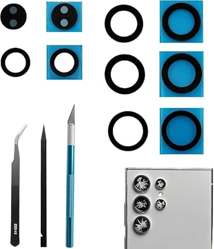 Dakexiong S24 Ultra Lente Posteriore della Fotocamera di Vetro di Ricambio per Samsung Galaxy S24 Ultra, Lente della Fotocamera di Ricambio per Galaxy S24 Ultra con Kit di Strumenti di Riparazione