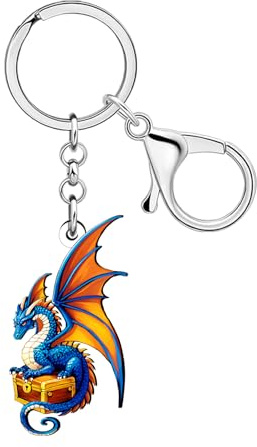 DUOWEI Porte-clés en Acrylique Flying Fantaisie Dragon Médiéval Dinosaure Cadeaux pour Femmes Filles Clés de Voiture Portefeuille Accessoires