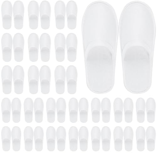 YFNVH Lot de 24 Paires de Chaussons Jetables pour Hôtel et Spa, Blancs | Pantoufles Fermées Antidérapantes pour Invités, Maison, Voyage, Salon de Beauté, Hommes et Femmes