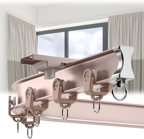 Système de rail de rideau de plafond flexible et pliable de 16,4 pieds - Tringle à rideau réglable en or rose pour séparateur de pièce, parfaite pour les rideaux, longueur de 2 m/6,56 pieds,