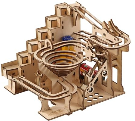 Holzpuzzle, Murmelbahn-Modell, Basteln, Denksportaufgabe, pädagogisches Bauspielzeug, mechanischer Zahnradantrieb für Geschenk, Ornament, Hobby