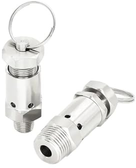 Sicherheitsventil, 3/8 1/2 1/4 NPT Männlichen Einstellbare 304 Edelstahl Frühling Druckentlastung Sicherheit Ventil Mehrere Druck Bereiche for luft Kompressor(1/2,4-8 Bar Adjustable)