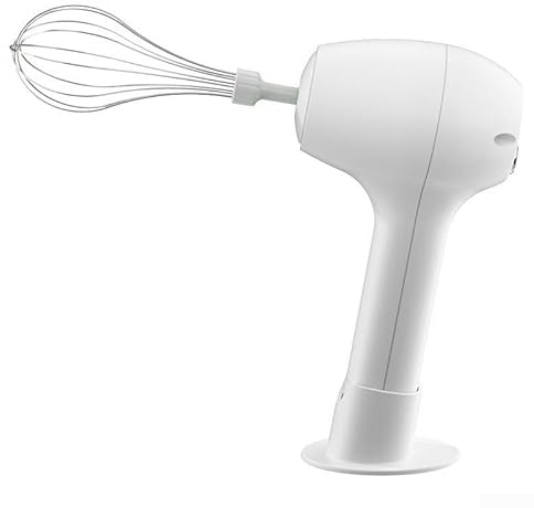 Honseadek Wireless Electric Handheld Whisk with Stand-Up Design, ABS and Stainless Steel Beaters, Compact Mixer for Baking, Cream, Dough and Easy Storage(white)
