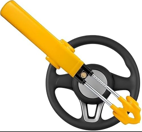 Steering Wheel Lock Twin Bar, Steering Lock, Car Anti-Theft Device, High Visibility, Heavy Duty, Universal Fit, Adjustable Length,2 Keys