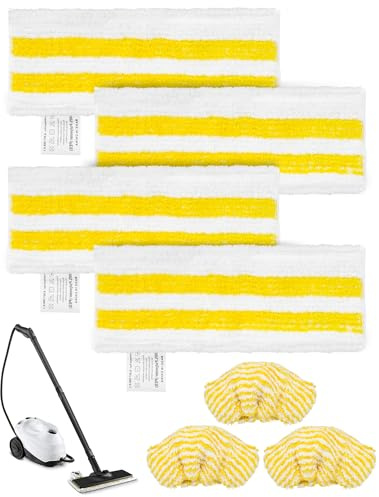 Akunsz 7 pcs Accessoires pour Kärcher SC2 SC3 SC4 SC5-4 Pcs Serpillières pour Karcher et 2 Bonnettes pour Buse à Main Lavettes Lingettes pour Nettoyeur Vapeur EasyFix